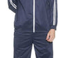 Sports Navy Blue Double Strip Polyster tracksuit